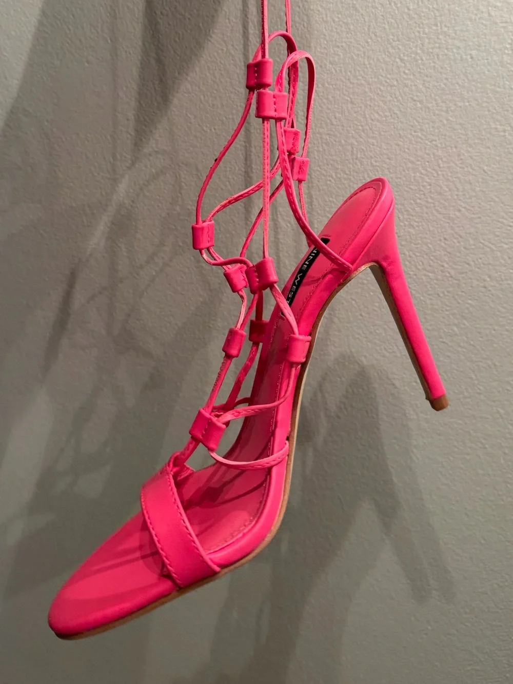 Nine West Hot Pink Lace-Up Stiletto Sandals